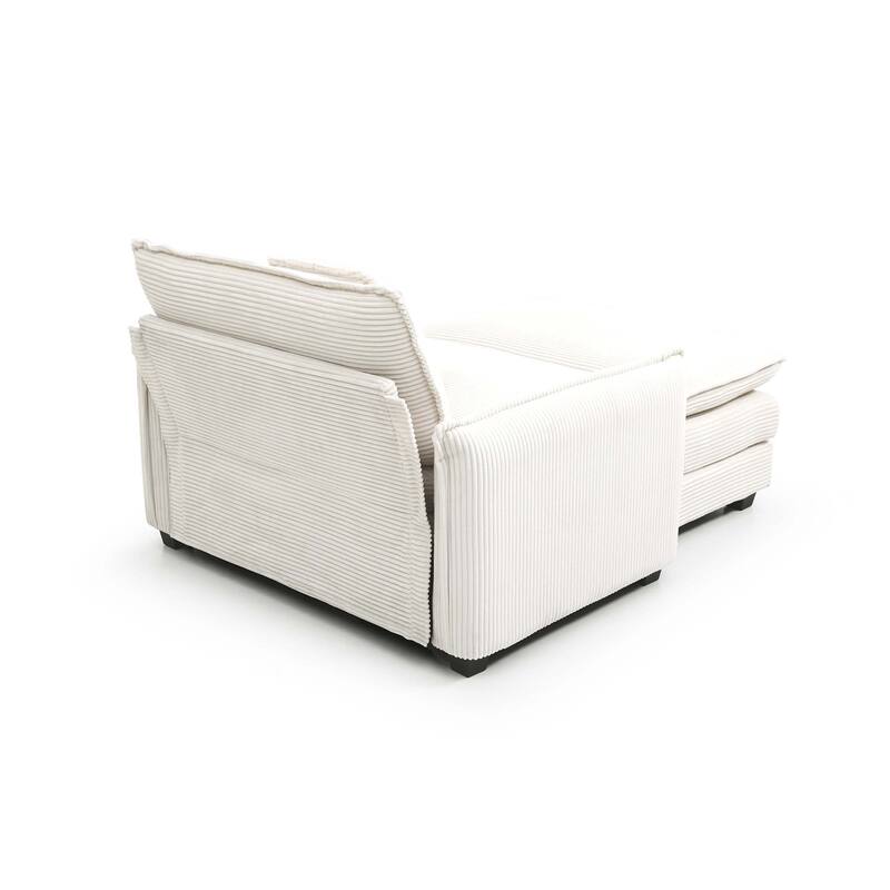 Ergonomic Corduroy Single Sofa Chair with Ottoman and Pillow