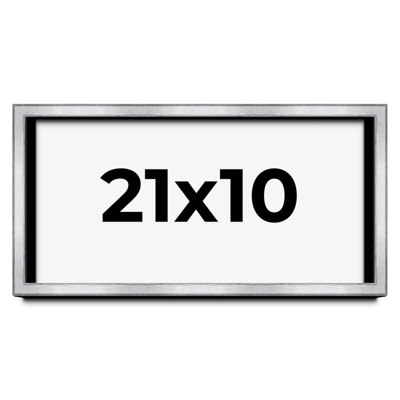 21x10 Shadow Box Frame Silver | 1.375 Inches Deep Real Wood