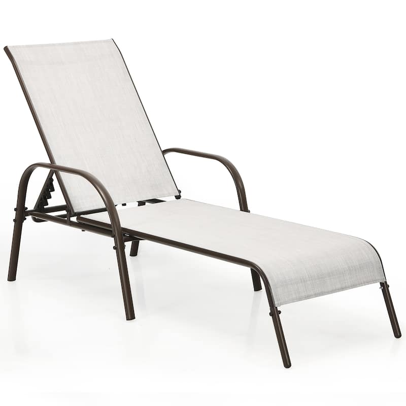 Costway Patio Lounge Chair Chaise Adjustable Reclining Armrest
