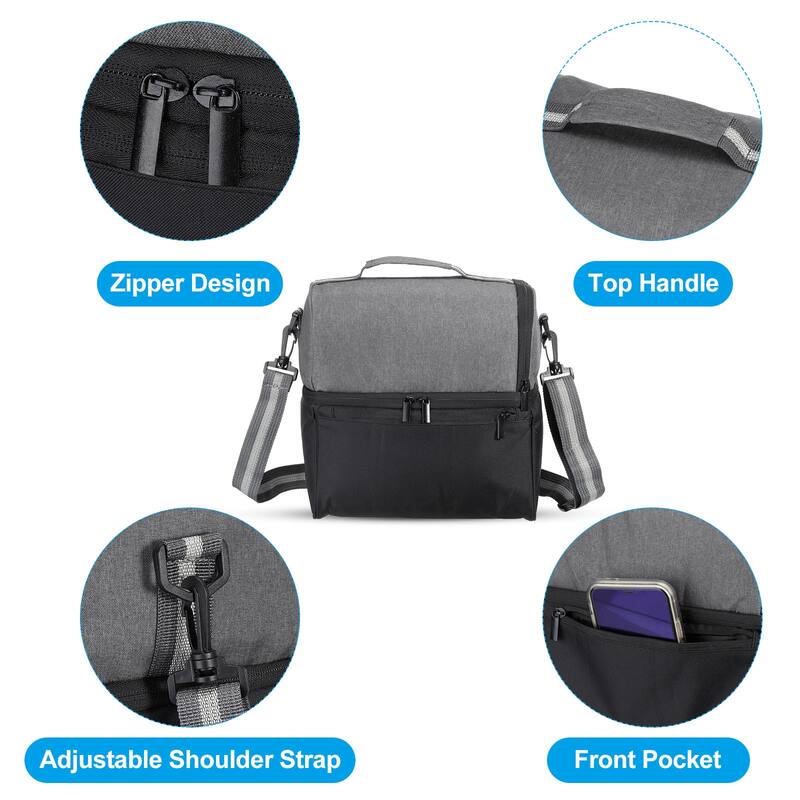 Insulated Lunch Bag, Lunch Tote Bag, 10.63"x7.09"x9.84"