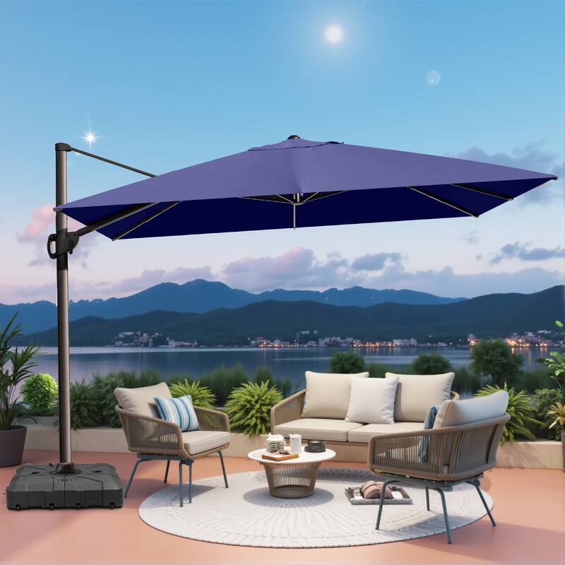 VredHom 9 x 12 FT Outdoor Patio Cantilever-Offset Umbrella with Wheel Base