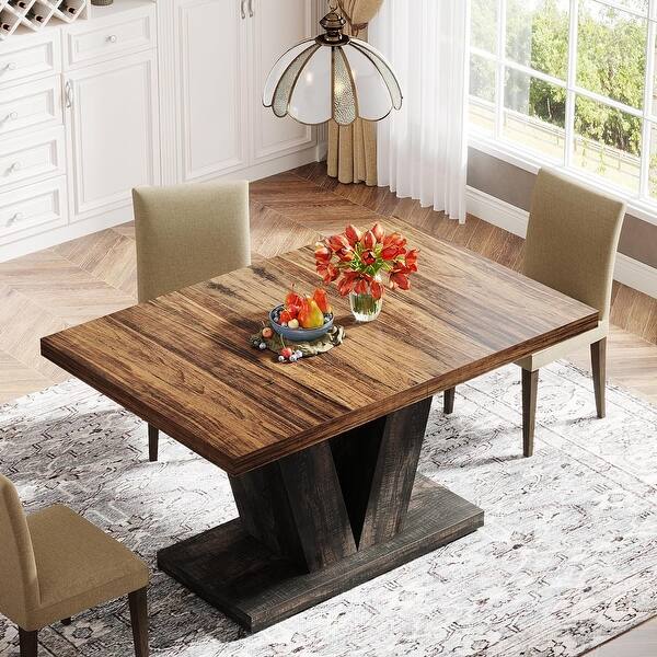 Farmhouse Wood Kitchen Dinner Table for 4 to 6 People - N/A