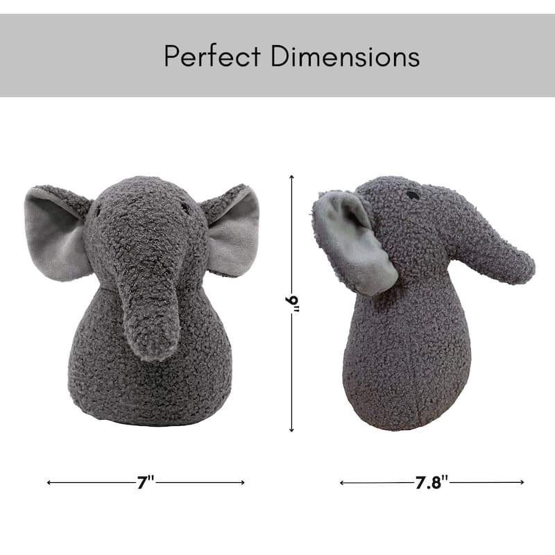 Decorative Elephant Door Stopper - Heavyweight 2.3 lb. Fabric Holder - 9"H x 7"L x 7.8"W
