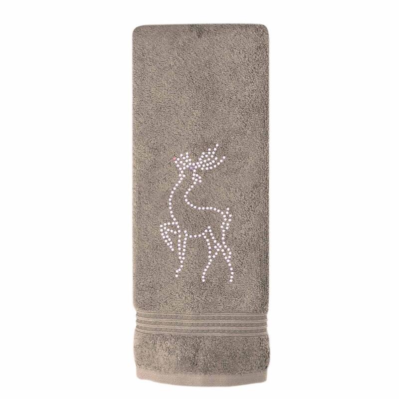 Sparkles Home Rhinestone Reindeer Hand Towel - Taupe