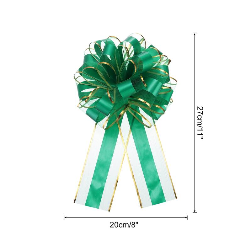 5pcs Large Big Pull Bow Gift Wrapping Bows Ribbon for Christmas - Green - 8 Inch
