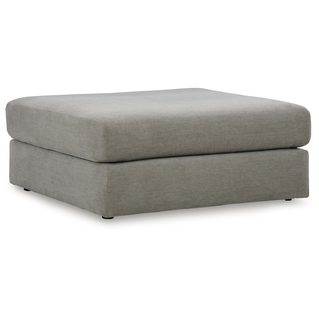 Aval Oversized Accent Ottoman, 44 Inch Square Ash Gray Polyester