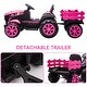 preview thumbnail 4 of 26, Kids Ride On Tractor with Trailer, 12V Battery Powered Electric Kids Car Vehicle Toys - 61.8x27.8x23.6in