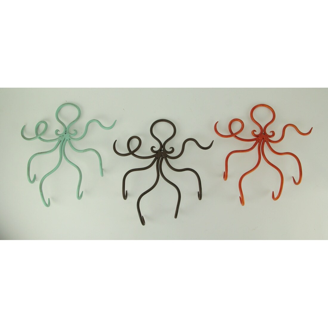 Shop Large Metal Art Octopus 4 Prong Decorative Wall Hooks Coastal