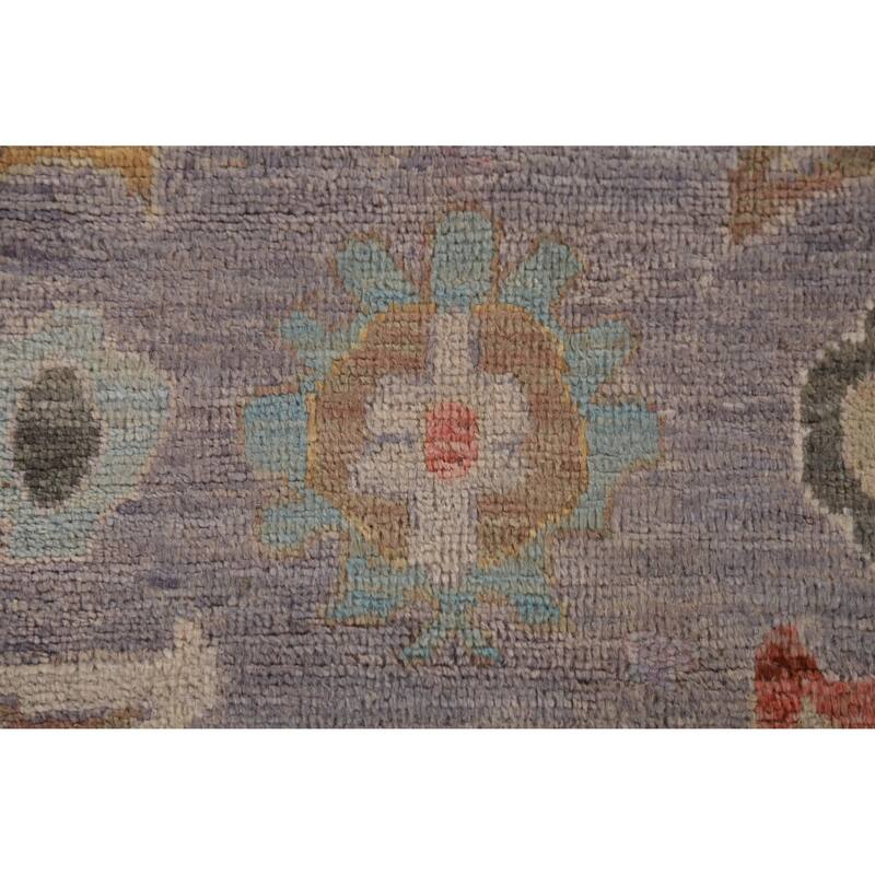Hand Knotted Oriental 100% Wool Carpet Transitional All-Over Purples Oushak Area Rug - 9' 8'' X 8' 3''