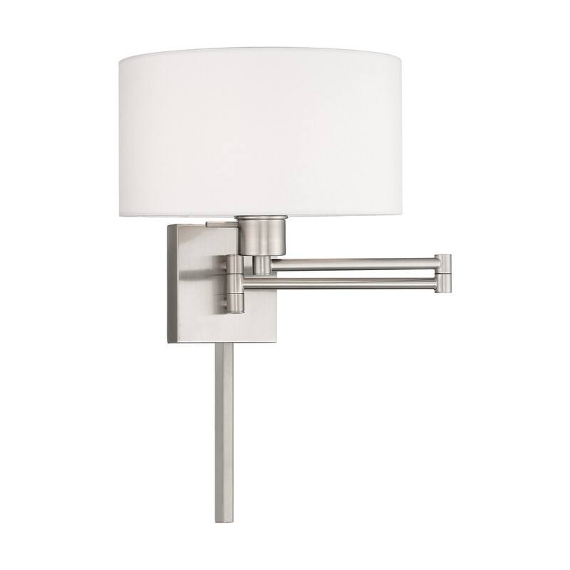 Livex Lighting 1-Light Off-White Drum Shade Swing Arm Wall Lamp, 40036