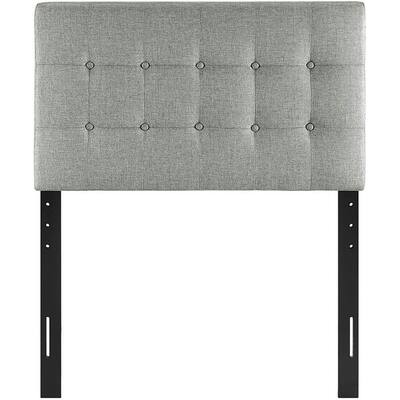 Button Upholstered Twin Headboard in Gray