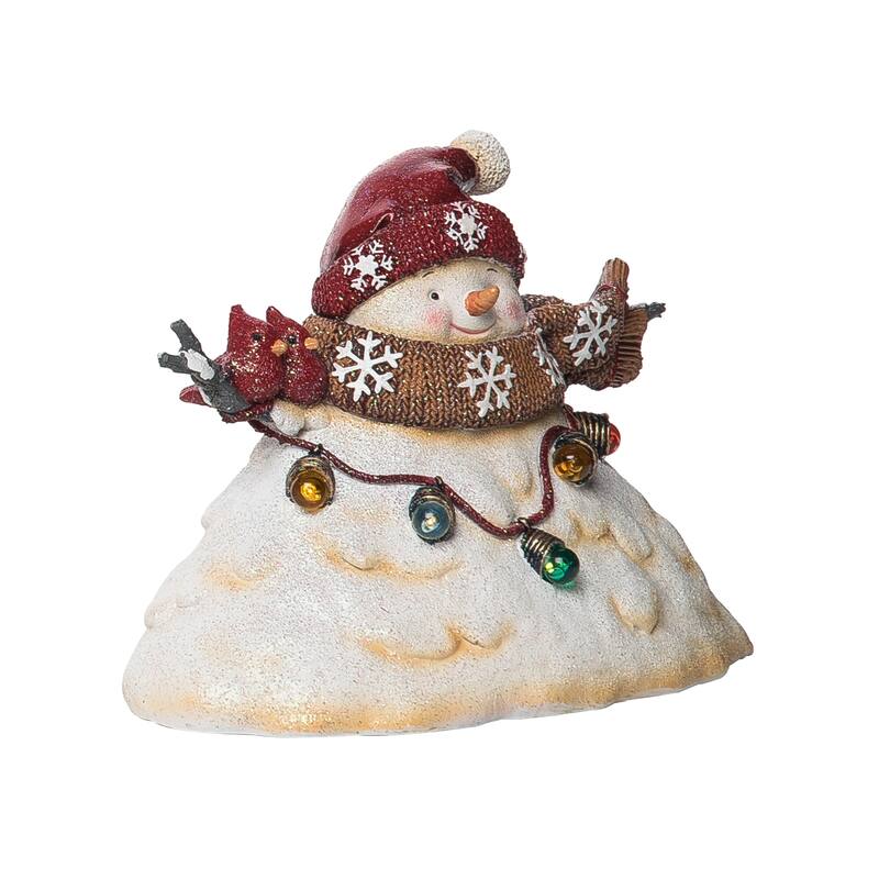 Transpac Resin 7.5 in. Off-White Christmas Light Up Melting Snowman Decor