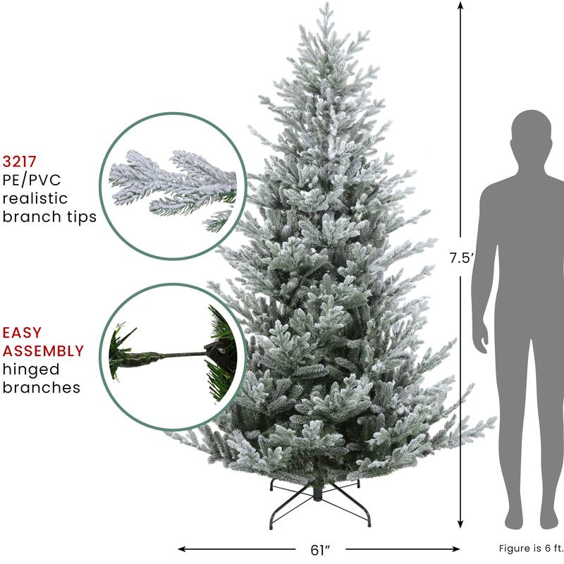 Real Touch™️ Flocked Little River Fir Artificial Christmas Tree - Unlit - 7.5' - 7.5 Foot