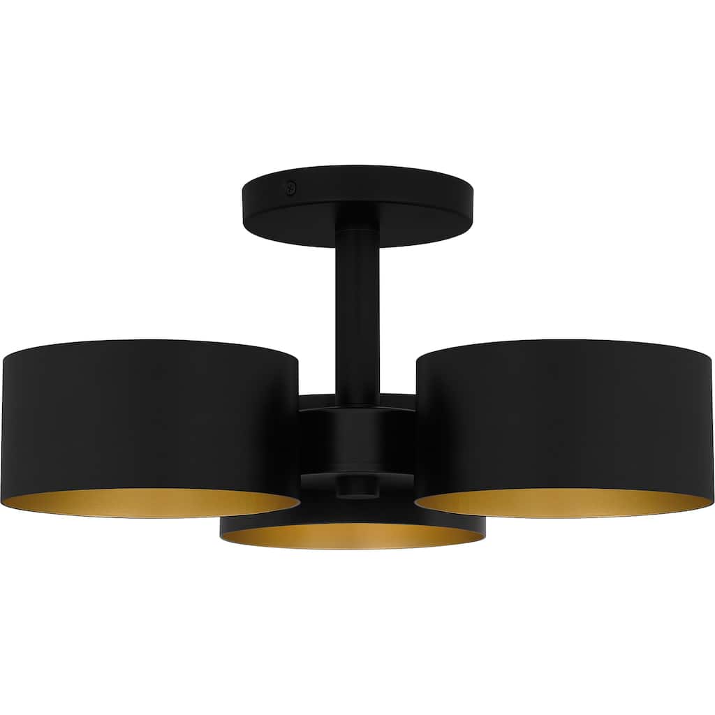 Nala 3-Light Matte Black Semi-Flush Mount