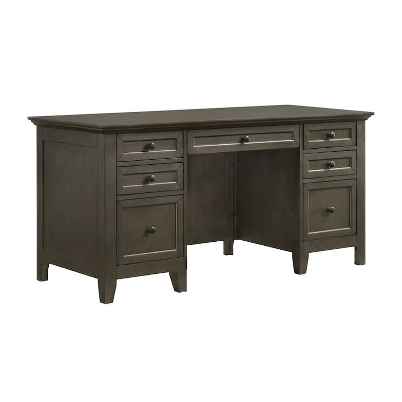 San Mateo Home Office 62" Wide Executive Desk with 7 Drawers - Grey