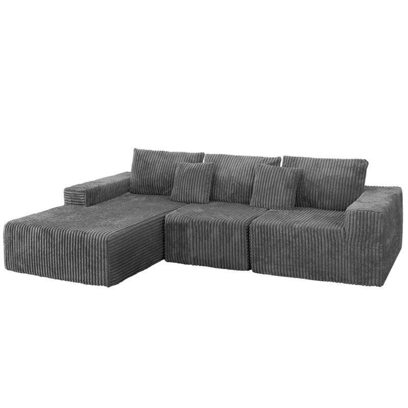 Sofa 113-in Casual Gray 3 -seater Reclining Sectional - 8' x 10'