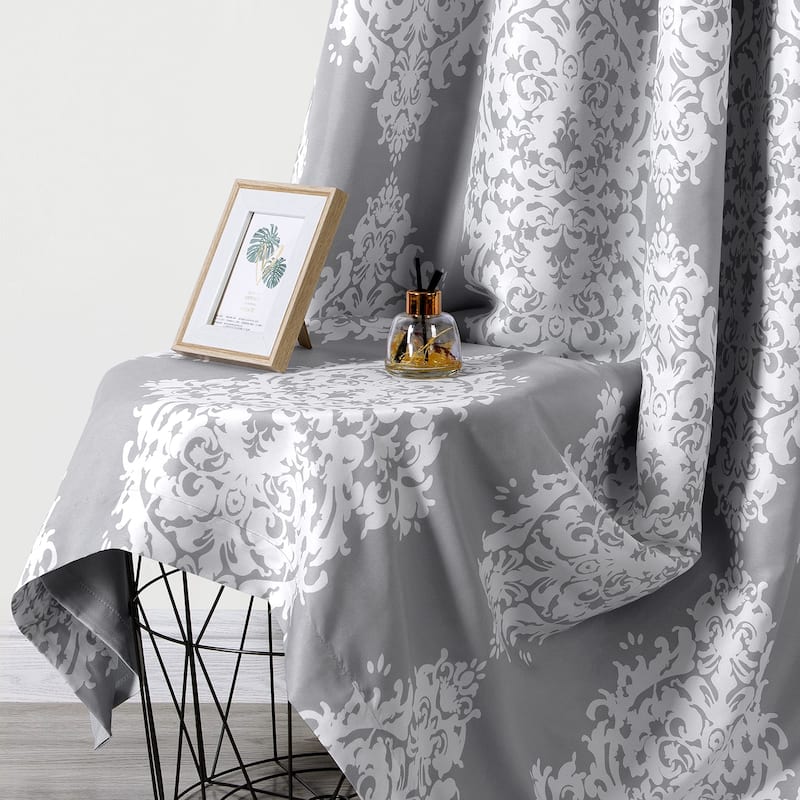 DriftAway Asher Medallion European Floral Blackout Lined Curtain 2 Panels