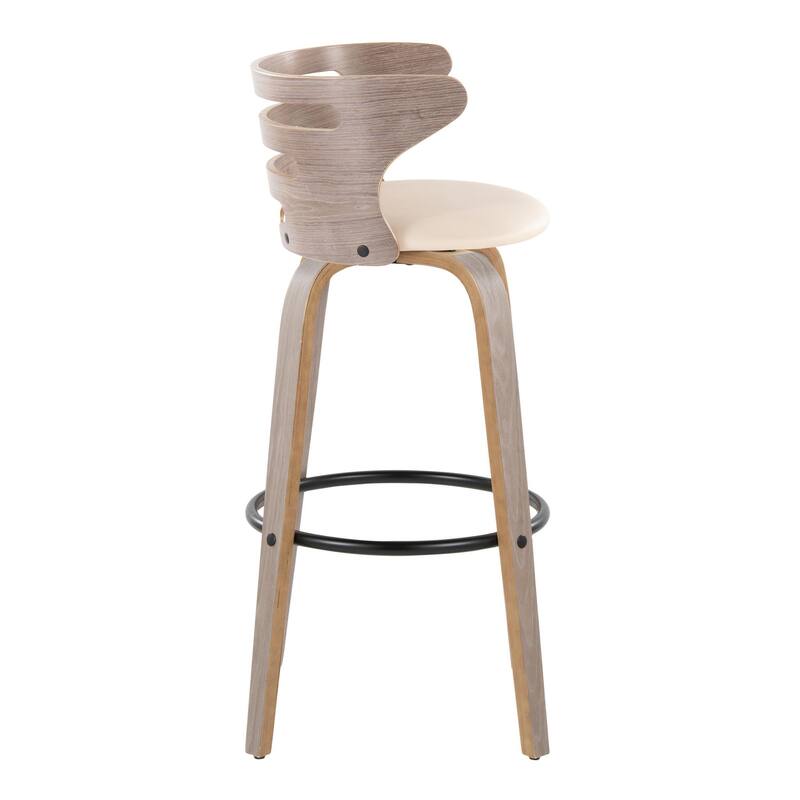 Carson Carrington Cranagh 30" Fixed-Height Bar Stool with Bent Wood Legs & Round Footrest (Set of 2)