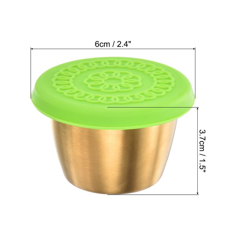2pcs Stainless Steel Dressing Container 2.4oz Reusable Sauce Cups - Green