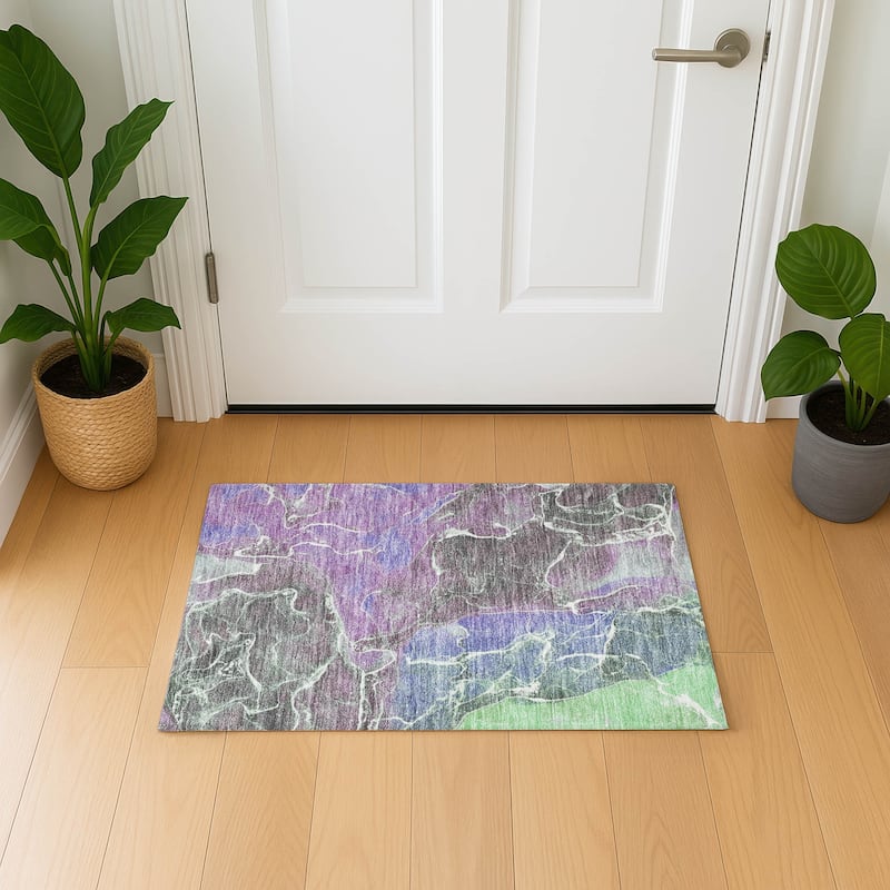 Premium Washable Super Soft Abstract Mayfield Rug - Purple - 1'8" x 2'6"