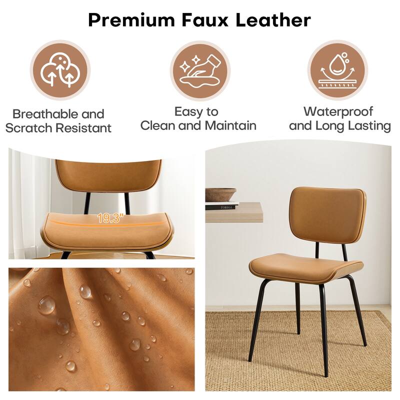 Faux Leather Upholstered Dining Chairs Set of 2/4 - 33.5"H x 19.3"W x 23"D