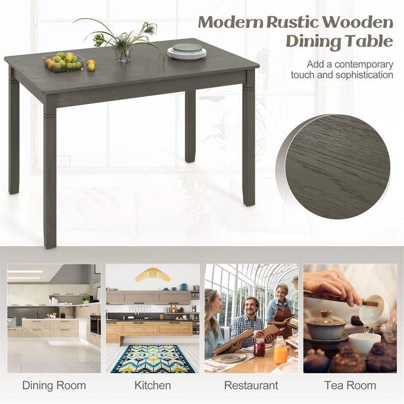 Gymax 48'' Wooden Dining Table for 4 People w/ Rubber Wood Legs