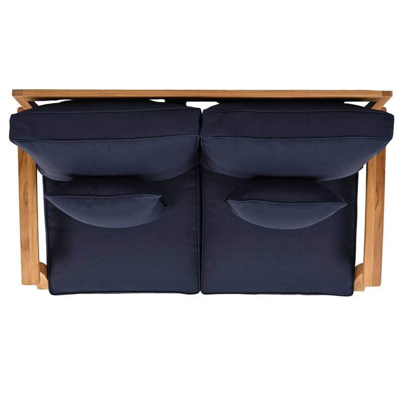 SAFAVIEH Couture Martinique Wood Patio Loveseat - 56"W x 35"D x 32"H