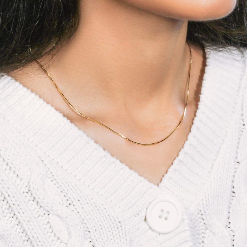 MayaMila 10k Yellow Gold Classic Box Chain 1.0mm