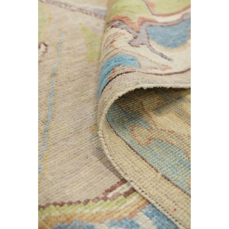Hand Knotted Oriental 100% Wool Carpet Transitional Geometric Multi-Colored Oushak Area Rug - 9' 9'' X 8' 4''