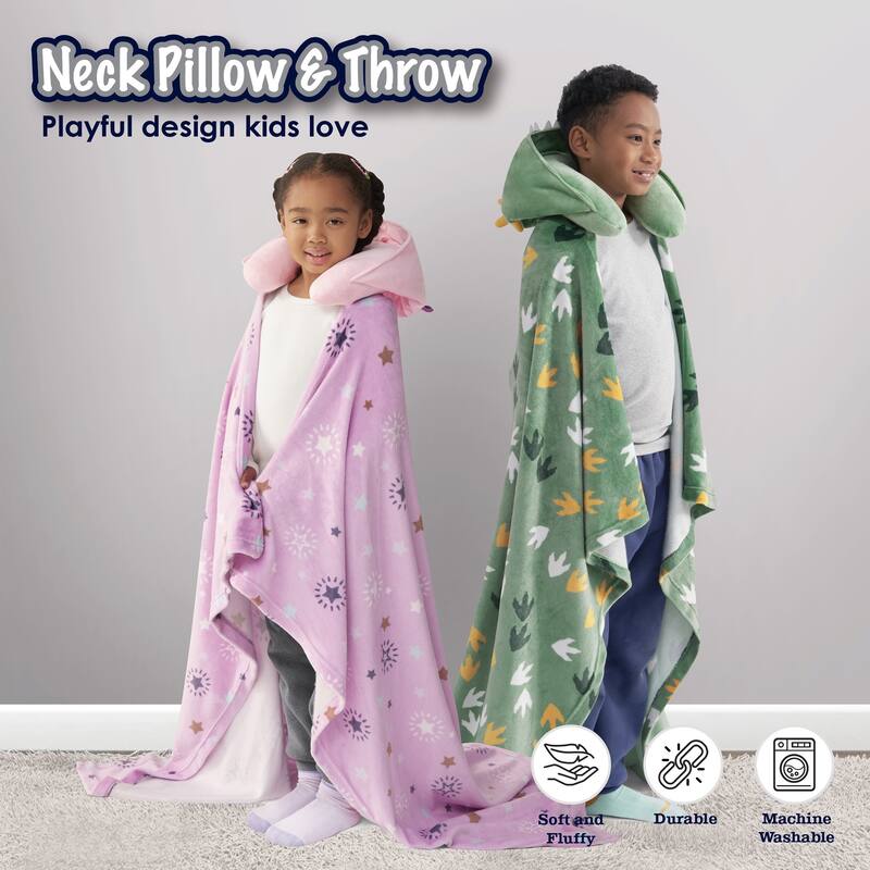 3D Animal Neck Pillow and Throw Set for Kids