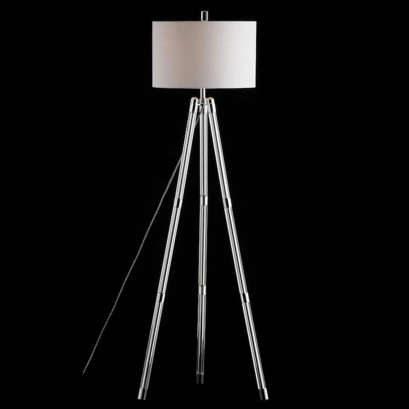 Taylor 60" Surveyor's Tripod Metal/Crystal LED Floor Lamp, Chrome by JONATHAN Y