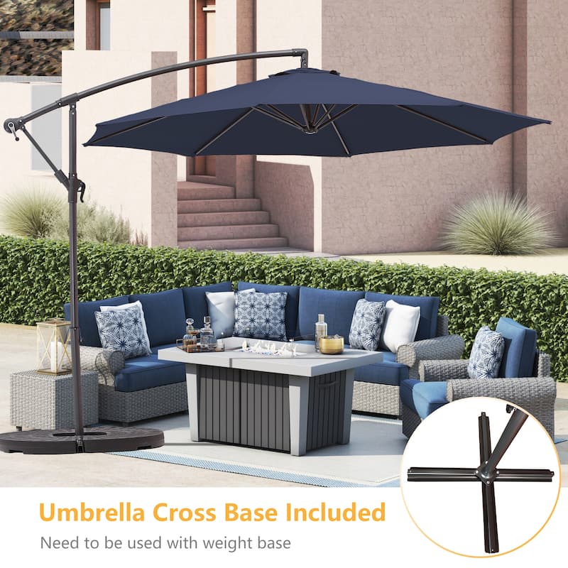 Clihome 10Ft Outdoor Crank Cantilever Patio Umbrella Without Base