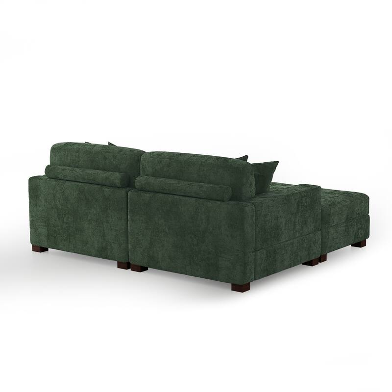 Oversized Chenille Modular Sectional Sofa Conversation Set with 2 Ottomans
