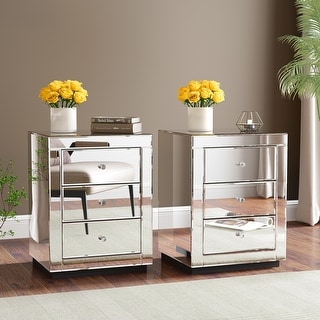 3-Drawer Mirrored Nightstand, Set of 2 - Bed Bath & Beyond - 40126081