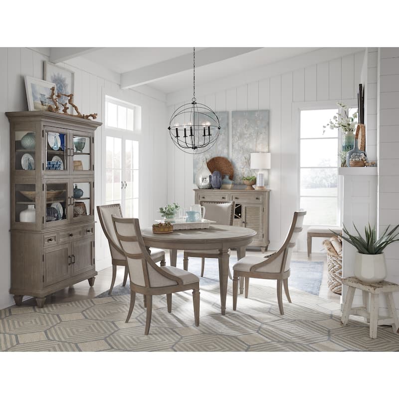 Magnussen Home Lancaster Dovetail Grey Extendable Round Dining Table - 52''W x 52''D x 30''H