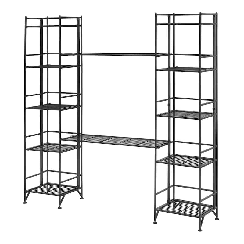 Convenience Concepts Xtra Storage 5 Tier Folding Metal Shelves with Set of 2 Deluxe Extension Shelves