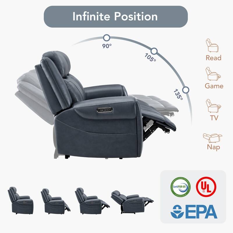 Spruce & Spring Leo Power Wall Hugger Reclining Sofa with Multi-Function Console