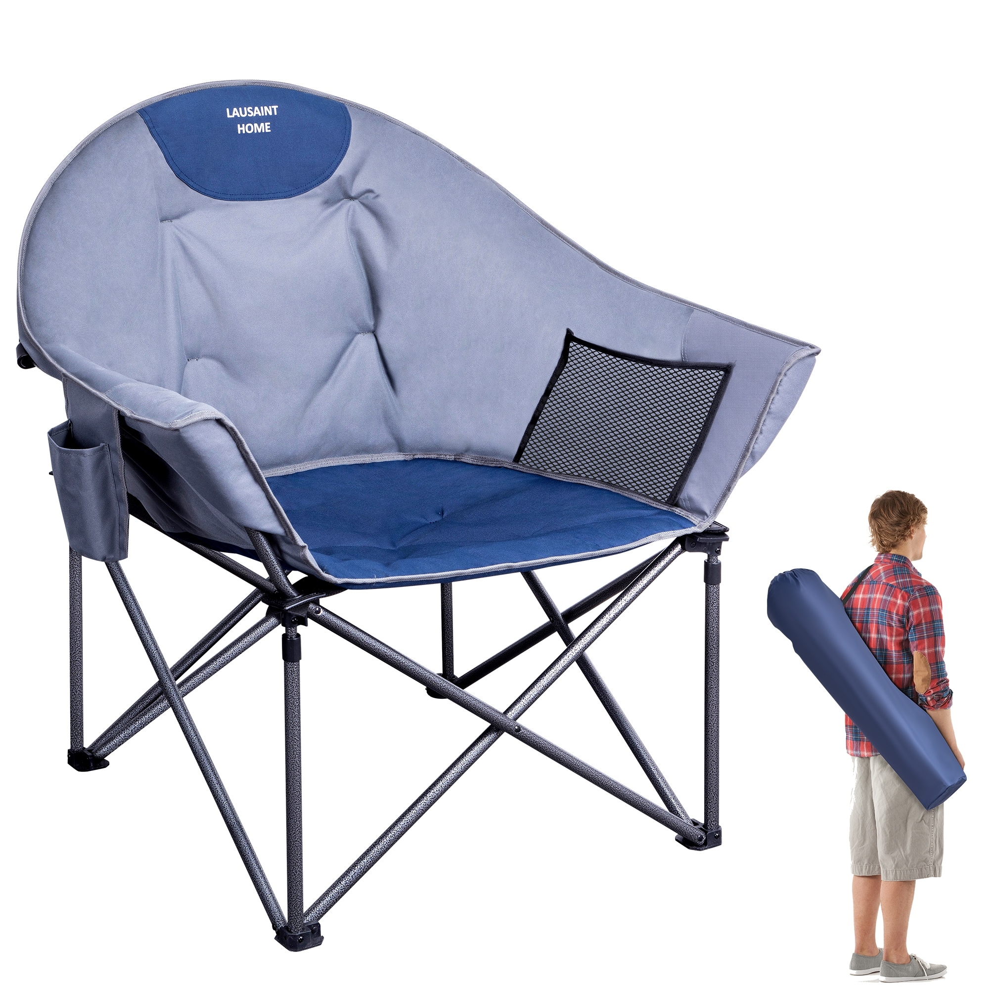 Oversized Camping Chairs Folding Patio Padded Lawn Chair with