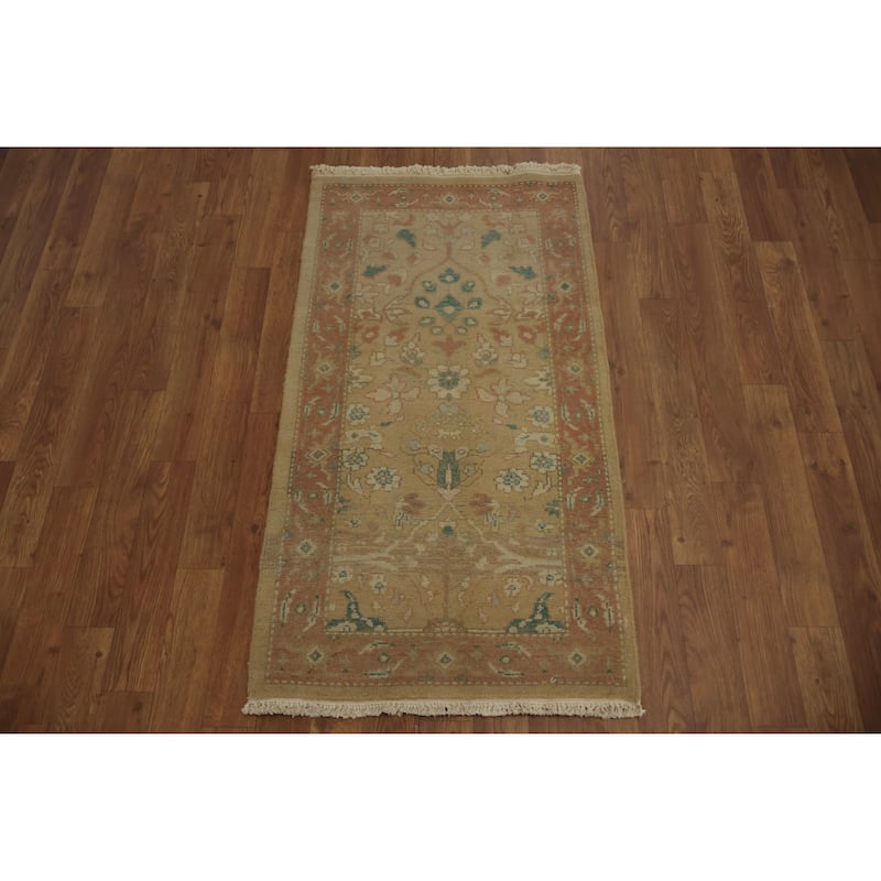 Hand Knotted Oriental 100% Wool Carpet Traditional All-Over Brown Ziegler Area Rug - 3' 7'' X 2' 0''