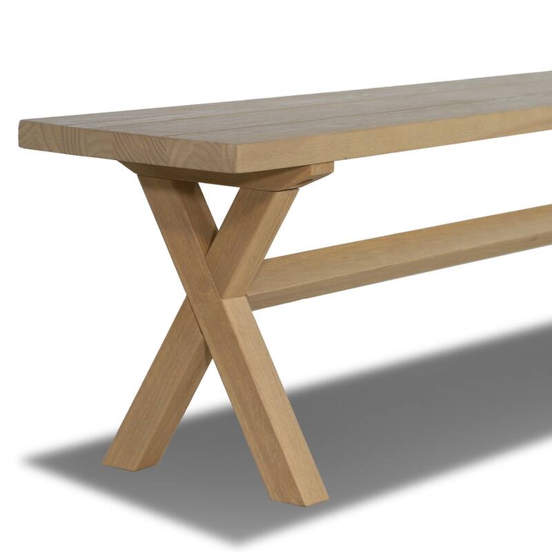 Cascais Solid Wood Bench with Trestle Base