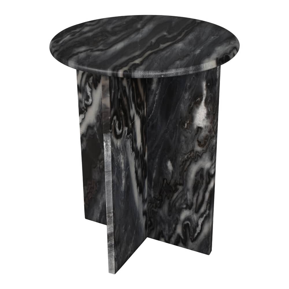 Cecil 17.75" Contemporary Natural Marble Handmade X-Shaped End Table, by JONATHAN Y.
