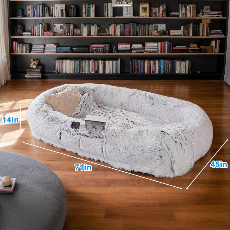 Human Dog Bed, Washable Faux Fur Dog Bed for People Doze Off, Napping Orthopedic Dog Bed