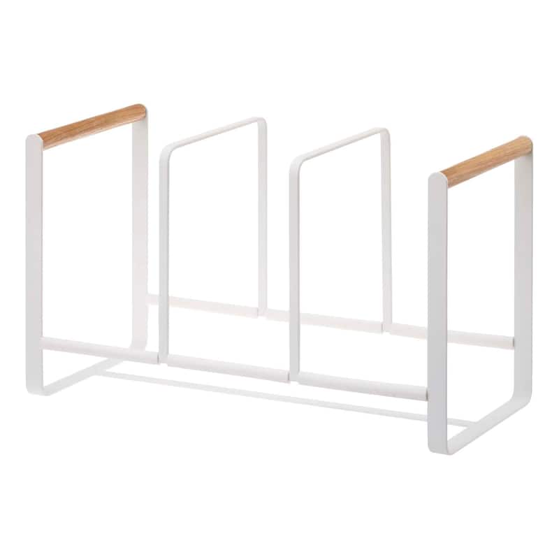 Yamazaki Home Vertical Plate Organizer, Steel and Wood, Holds 19.8 lbs - L 6.5 x W 13.58 x H 7.87 inches