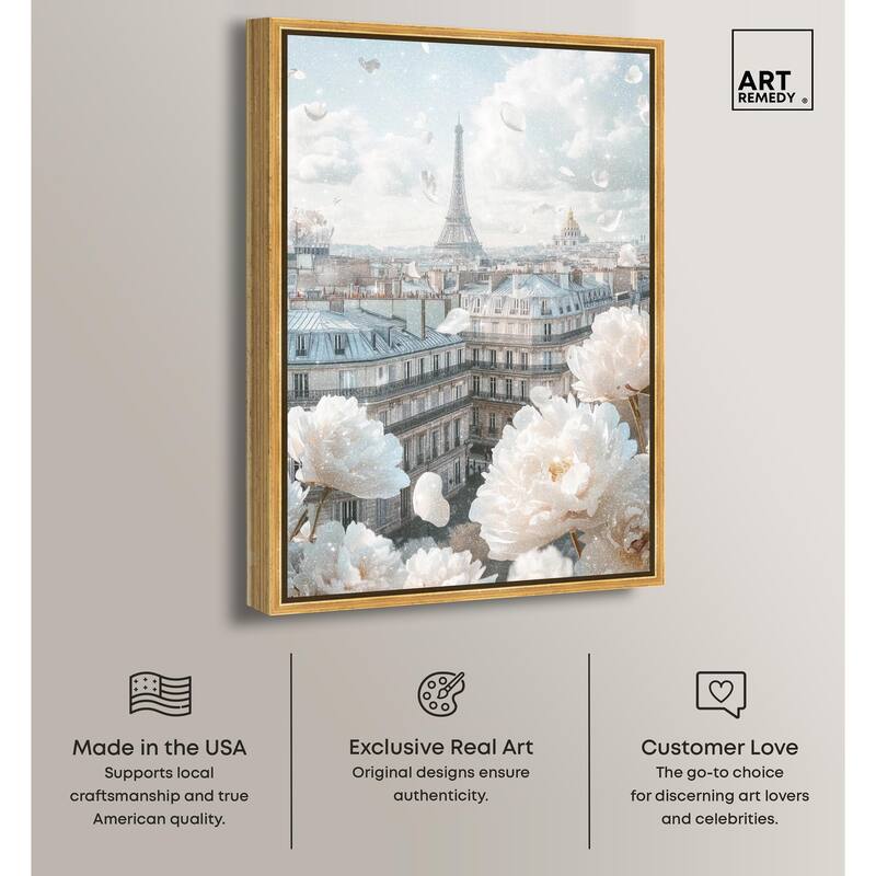 Peonies Over Paris Canvas by Art Remedy