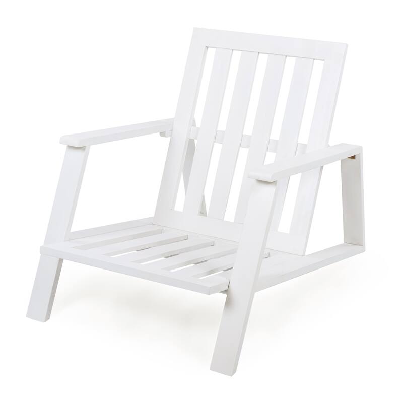 Patio Lounge Chair Set of 2, Outdoor Club Chair with Beige Cushion and Teak Acacia Wood Frame