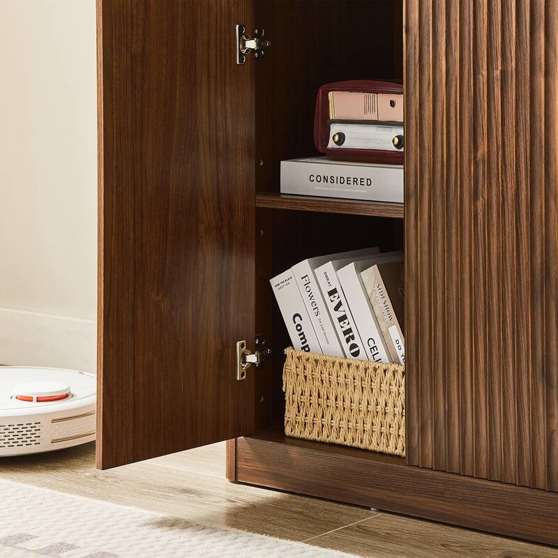 Modern Wavy Sideboard Large Buffet Storage Cabinet Entryway Floor Cabinet TV Stand Coffee Bar Cabinet