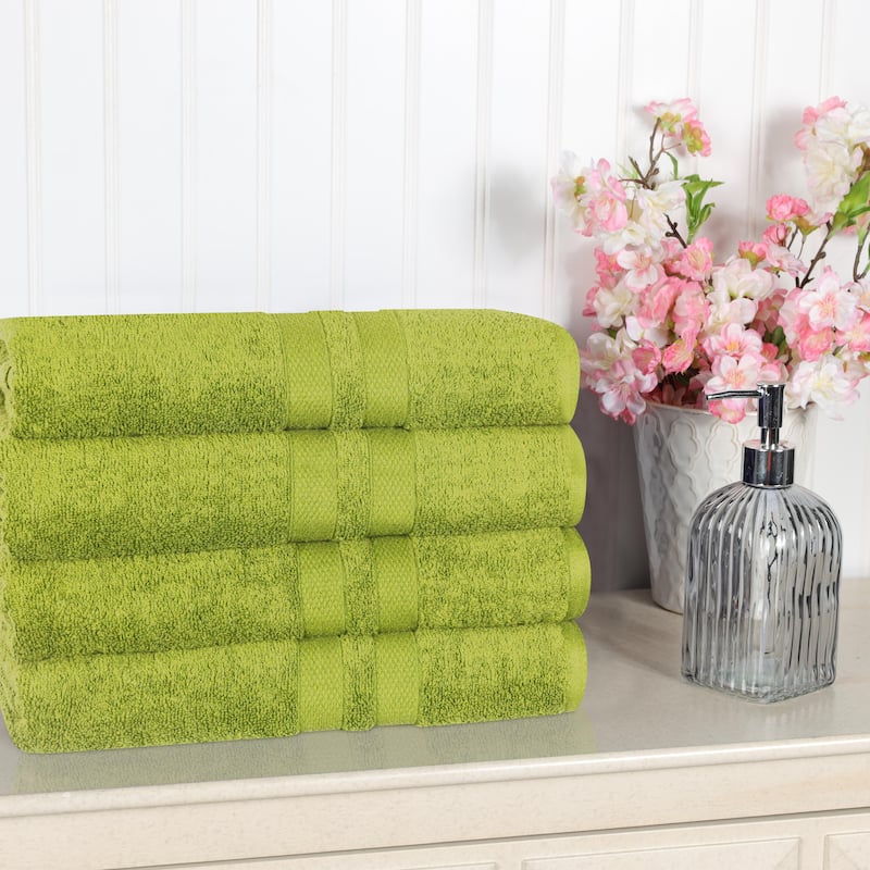 Superior 100% Ultra Soft Cotton Highly Absorbent Medium Weight Solid Bath Towel – Set of 4 - Celery