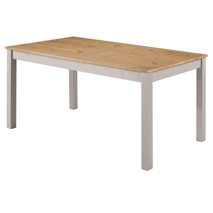 Wood Dining Table Corona Collection Furniture Dash - Gray wash color stain, top in antique brown color.