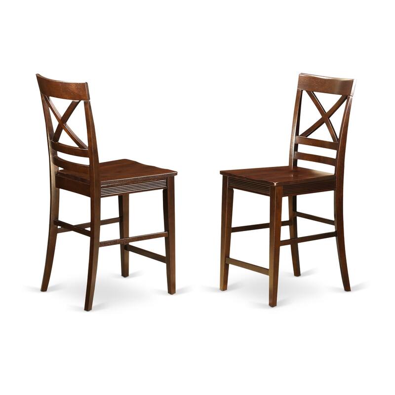 Counter Height Table Set - 5 Piece Pub Table & Stools - Round Kitchen Dining Set - Buttermilk & Cherry Finish