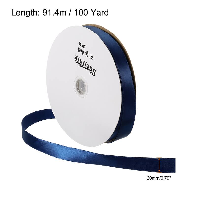 Satin Ribbon, Double Face Solid Crafts Roll for Party Home Decoration - Navy Blue